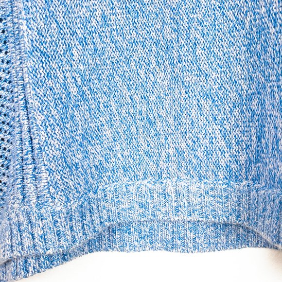 Sahalie Marled Blue Open Knit Rolled Cuffs Sweater - Picture 7 of 7